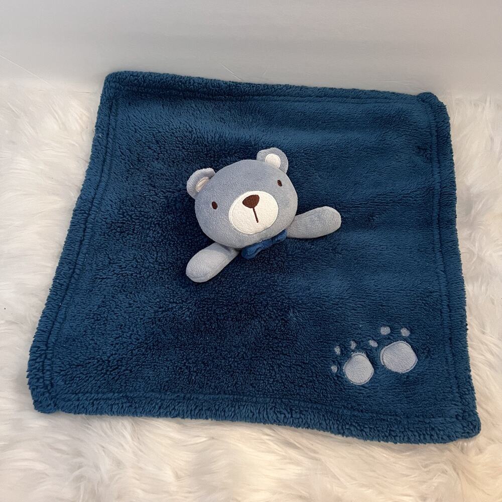 Sandy & Simon Navy Blue Bear Security Blanket Lovey Plush Baby Paw Print 2020